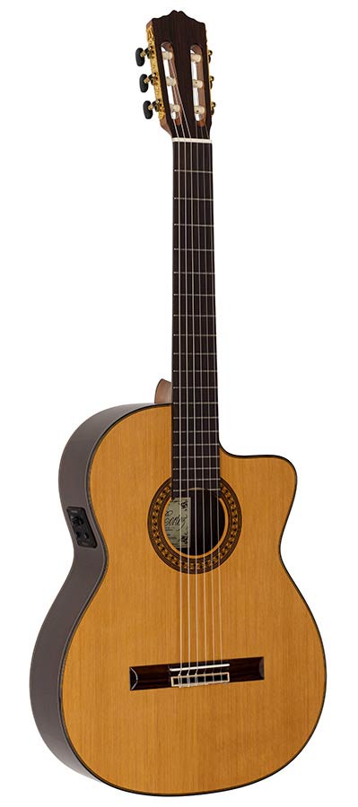 CC-60CE - Salvador Cortez - Chitarra Classica 4/4 Elettrificata Cutaway Solid Top Concert con tavola in cedro massello e fondo/fasce in palissandro indiano